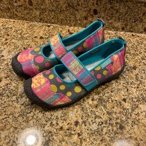 Keen Sport Mary Janes Blue Pink Polka Dot Harvest 7 Gray Yellow